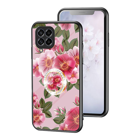 Handyhülle Silikon Hülle Rahmen Schutzhülle Spiegel Blumen S01 für Samsung Galaxy M53 5G Rot