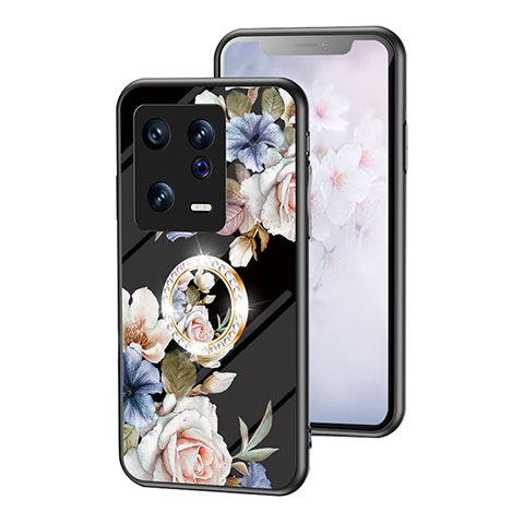 Handyhülle Silikon Hülle Rahmen Schutzhülle Spiegel Blumen S01 für Xiaomi Mi 13 5G Schwarz