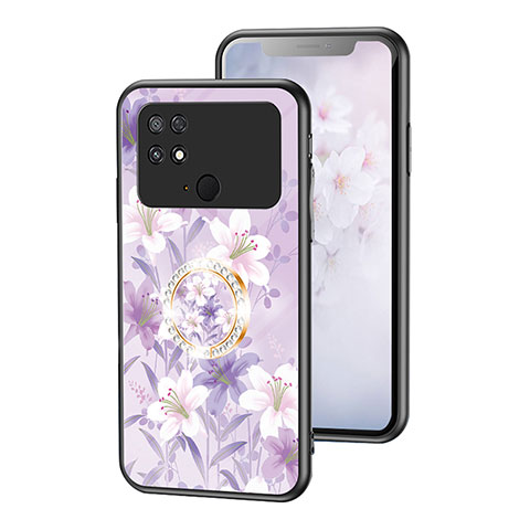 Handyhülle Silikon Hülle Rahmen Schutzhülle Spiegel Blumen S01 für Xiaomi Poco C40 Helles Lila