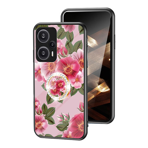 Handyhülle Silikon Hülle Rahmen Schutzhülle Spiegel Blumen S01 für Xiaomi Poco F5 5G Rot