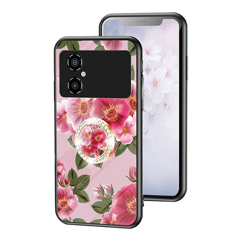 Handyhülle Silikon Hülle Rahmen Schutzhülle Spiegel Blumen S01 für Xiaomi Poco M4 5G Rot