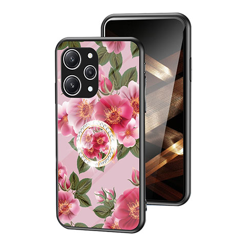 Handyhülle Silikon Hülle Rahmen Schutzhülle Spiegel Blumen S01 für Xiaomi Redmi 12 4G Rot