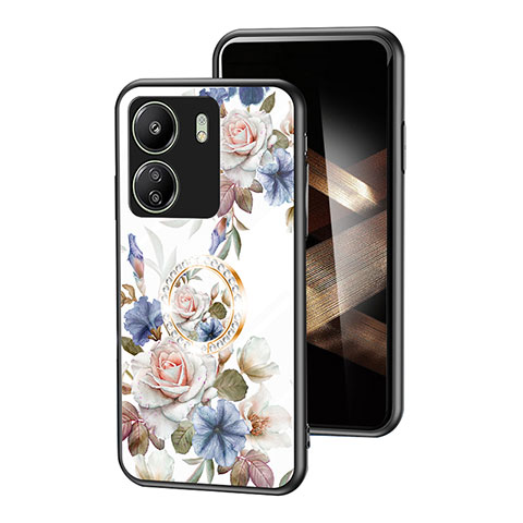 Handyhülle Silikon Hülle Rahmen Schutzhülle Spiegel Blumen S01 für Xiaomi Redmi 13C Weiß