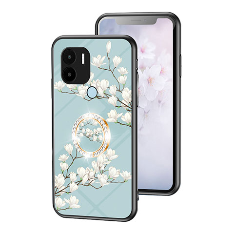 Handyhülle Silikon Hülle Rahmen Schutzhülle Spiegel Blumen S01 für Xiaomi Redmi A1 Plus Cyan