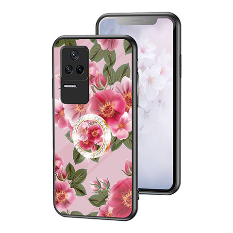 Handyhülle Silikon Hülle Rahmen Schutzhülle Spiegel Blumen S01 für Xiaomi Redmi K40S 5G Rot