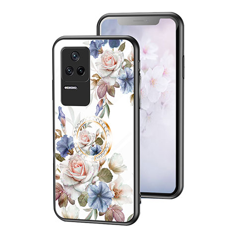 Handyhülle Silikon Hülle Rahmen Schutzhülle Spiegel Blumen S01 für Xiaomi Redmi K40S 5G Weiß