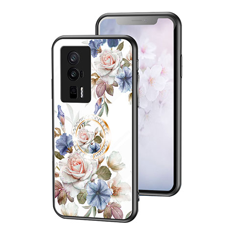 Handyhülle Silikon Hülle Rahmen Schutzhülle Spiegel Blumen S01 für Xiaomi Redmi K60 5G Weiß