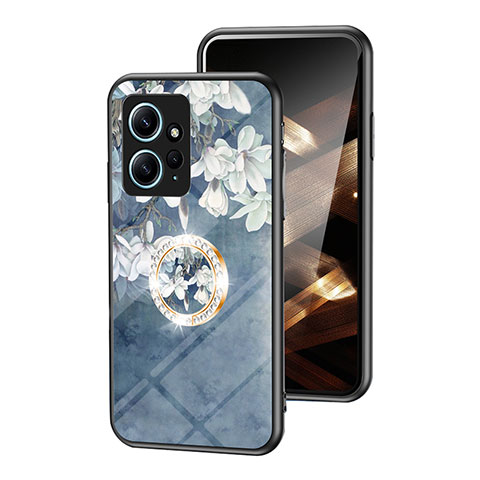 Handyhülle Silikon Hülle Rahmen Schutzhülle Spiegel Blumen S01 für Xiaomi Redmi Note 12 4G Blau