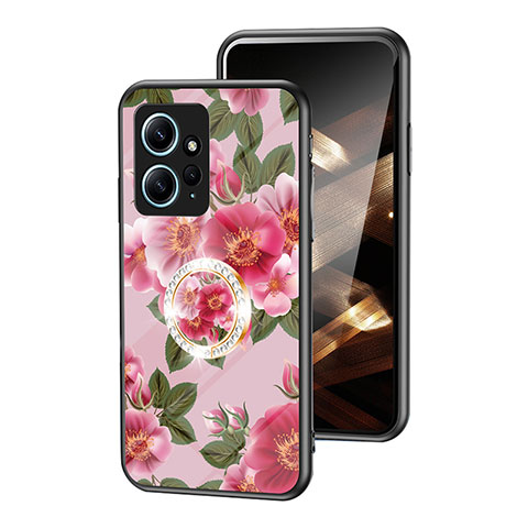 Handyhülle Silikon Hülle Rahmen Schutzhülle Spiegel Blumen S01 für Xiaomi Redmi Note 12 4G Rot