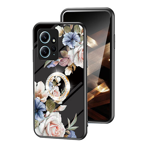 Handyhülle Silikon Hülle Rahmen Schutzhülle Spiegel Blumen S01 für Xiaomi Redmi Note 12 4G Schwarz