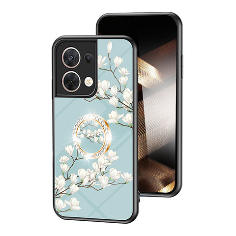 Handyhülle Silikon Hülle Rahmen Schutzhülle Spiegel Blumen S01 für Xiaomi Redmi Note 13 5G Cyan