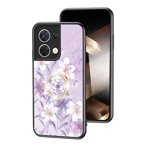 Handyhülle Silikon Hülle Rahmen Schutzhülle Spiegel Blumen S01 für Xiaomi Redmi Note 13 Pro 5G Helles Lila