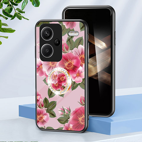 Handyhülle Silikon Hülle Rahmen Schutzhülle Spiegel Blumen S01 für Xiaomi Redmi Note 13 Pro+ Plus 5G Rot