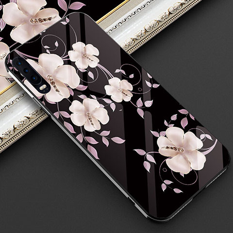 Handyhülle Silikon Hülle Rahmen Schutzhülle Spiegel Blumen S02 für Huawei P30 Violett