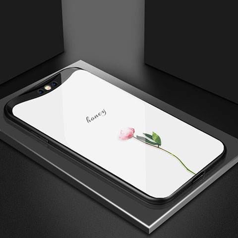 Handyhülle Silikon Hülle Rahmen Schutzhülle Spiegel Blumen S02 für Oppo Find X Super Flash Edition Rosa