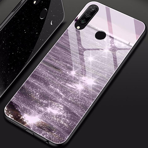 Handyhülle Silikon Hülle Rahmen Schutzhülle Spiegel Modisch Muster für Huawei P30 Lite XL Violett