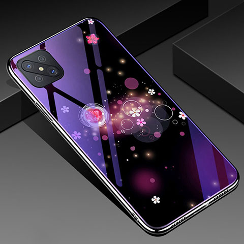 Handyhülle Silikon Hülle Rahmen Schutzhülle Spiegel Modisch Muster für Oppo A92s 5G Violett