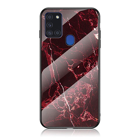 Handyhülle Silikon Hülle Rahmen Schutzhülle Spiegel Modisch Muster für Samsung Galaxy A21s Rot