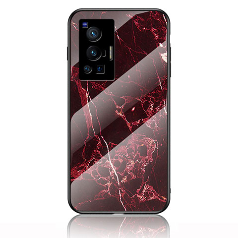 Handyhülle Silikon Hülle Rahmen Schutzhülle Spiegel Modisch Muster für Vivo X70 Pro 5G Rot
