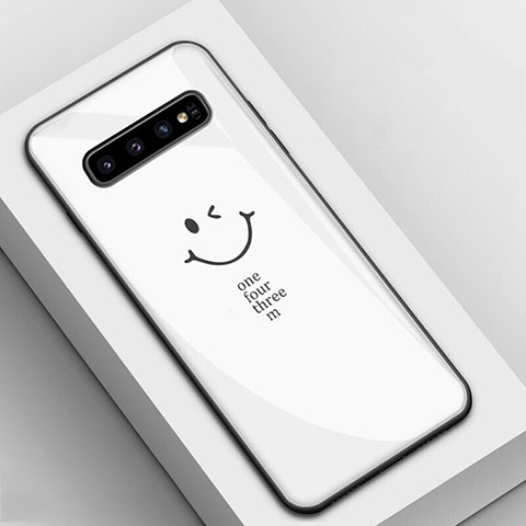 Handyhülle Silikon Hülle Rahmen Schutzhülle Spiegel Modisch Muster K01 für Samsung Galaxy S10 5G Weiß