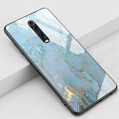 Handyhülle Silikon Hülle Rahmen Schutzhülle Spiegel Modisch Muster K01 für Xiaomi Mi 9T Pro Cyan