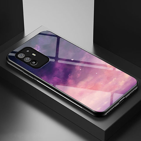 Handyhülle Silikon Hülle Rahmen Schutzhülle Spiegel Modisch Muster LS1 für Oppo F19 Pro+ Plus 5G Violett