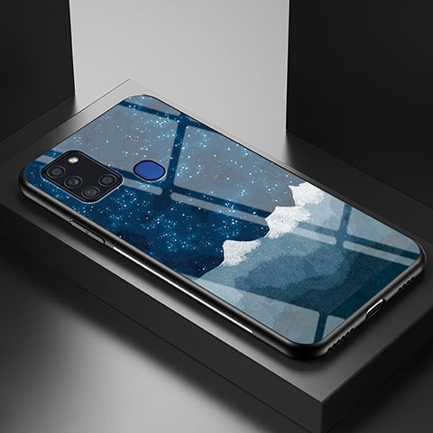 Handyhülle Silikon Hülle Rahmen Schutzhülle Spiegel Modisch Muster LS1 für Samsung Galaxy A21s Blau