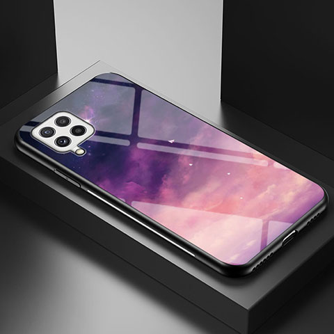 Handyhülle Silikon Hülle Rahmen Schutzhülle Spiegel Modisch Muster LS1 für Samsung Galaxy A22 4G Violett