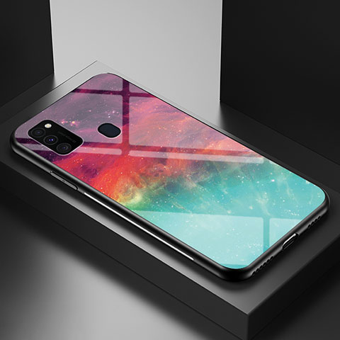 Handyhülle Silikon Hülle Rahmen Schutzhülle Spiegel Modisch Muster LS1 für Samsung Galaxy M30s Rot