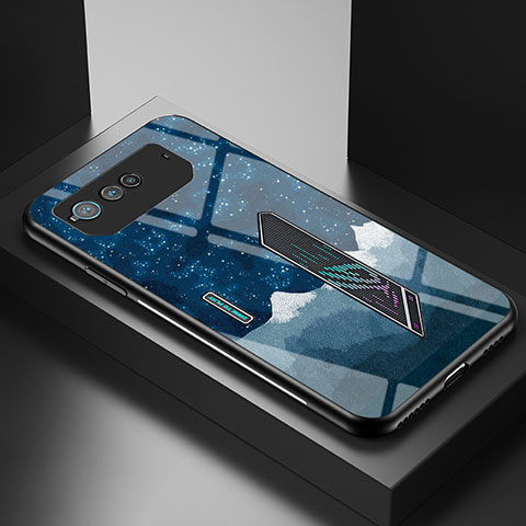 Handyhülle Silikon Hülle Rahmen Schutzhülle Spiegel Modisch Muster LS2 für Asus ROG Phone 6 Pro Blau