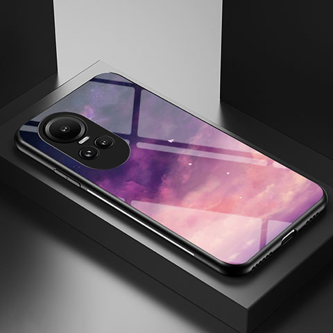 Handyhülle Silikon Hülle Rahmen Schutzhülle Spiegel Modisch Muster LS2 für Oppo Reno10 Pro 5G Violett