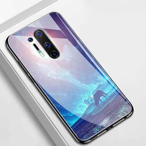 Handyhülle Silikon Hülle Rahmen Schutzhülle Spiegel Modisch Muster M01 für OnePlus 8 Pro Cyan