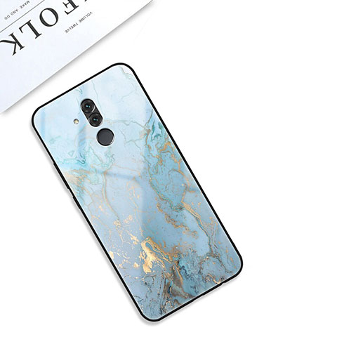 Handyhülle Silikon Hülle Rahmen Schutzhülle Spiegel Modisch Muster S01 für Huawei Mate 20 Lite Cyan