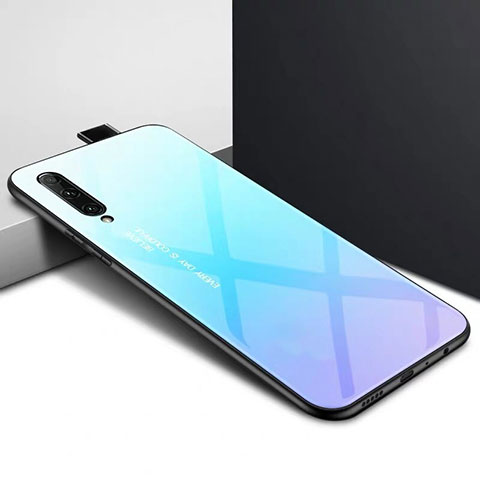 Handyhülle Silikon Hülle Rahmen Schutzhülle Spiegel Modisch Muster S01 für Huawei P Smart Pro (2019) Hellblau