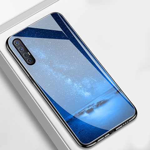 Handyhülle Silikon Hülle Rahmen Schutzhülle Spiegel Modisch Muster S02 für Oppo Reno3 Pro Blau