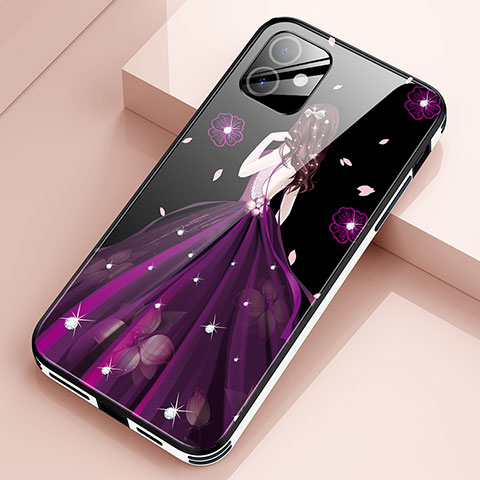 Handyhülle Silikon Hülle Rahmen Schutzhülle Spiegel Motiv Kleid Mädchen für Apple iPhone 12 Mini Violett