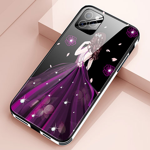 Handyhülle Silikon Hülle Rahmen Schutzhülle Spiegel Motiv Kleid Mädchen für Apple iPhone 12 Pro Max Violett