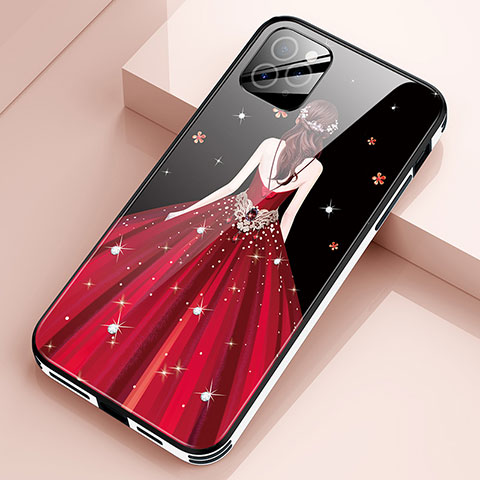 Handyhülle Silikon Hülle Rahmen Schutzhülle Spiegel Motiv Kleid Mädchen für Apple iPhone 12 Pro Rot