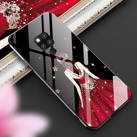 Handyhülle Silikon Hülle Rahmen Schutzhülle Spiegel Motiv Kleid Mädchen für Huawei Mate 20 X 5G Rot und Schwarz