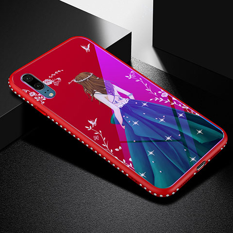 Handyhülle Silikon Hülle Rahmen Schutzhülle Spiegel Motiv Kleid Mädchen für Huawei P20 Fuchsie