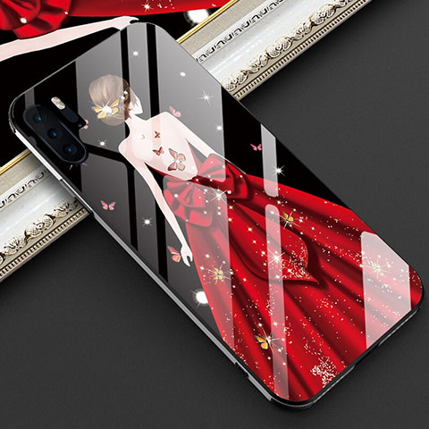 Handyhülle Silikon Hülle Rahmen Schutzhülle Spiegel Motiv Kleid Mädchen für Huawei P30 Pro Rot