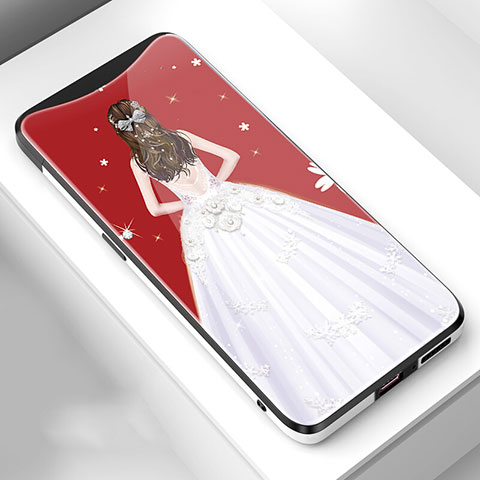 Handyhülle Silikon Hülle Rahmen Schutzhülle Spiegel Motiv Kleid Mädchen für Oppo Find X Super Flash Edition Weiß