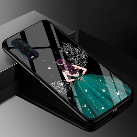 Handyhülle Silikon Hülle Rahmen Schutzhülle Spiegel Motiv Kleid Mädchen für Oppo Find X2 Grün