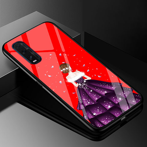 Handyhülle Silikon Hülle Rahmen Schutzhülle Spiegel Motiv Kleid Mädchen für Oppo Find X2 Violett