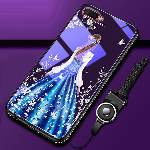 Handyhülle Silikon Hülle Rahmen Schutzhülle Spiegel Motiv Kleid Mädchen M01 für Oppo K1 Blau