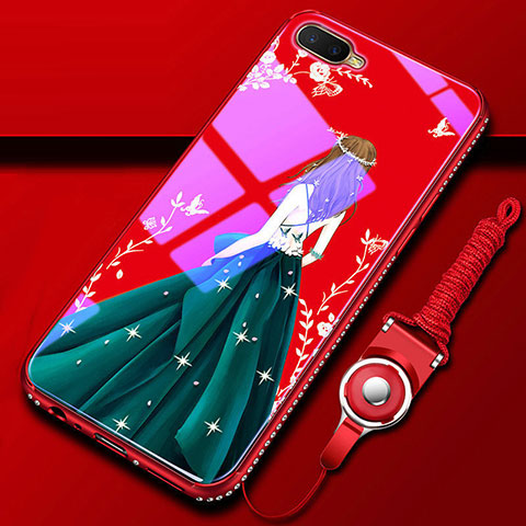 Handyhülle Silikon Hülle Rahmen Schutzhülle Spiegel Motiv Kleid Mädchen M01 für Oppo R17 Neo Grün