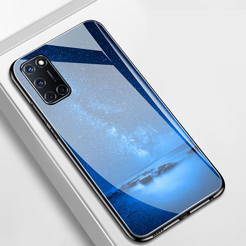 Handyhülle Silikon Hülle Rahmen Schutzhülle Spiegel Sternenhimmel für Oppo A52 Blau