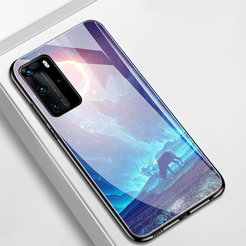 Handyhülle Silikon Hülle Rahmen Schutzhülle Spiegel Sternenhimmel S01 für Huawei P40 Pro Cyan