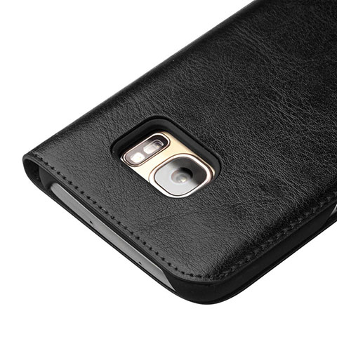 Handytasche Flip Schutzhülle Leder für Samsung Galaxy S7 Edge G935F Schwarz