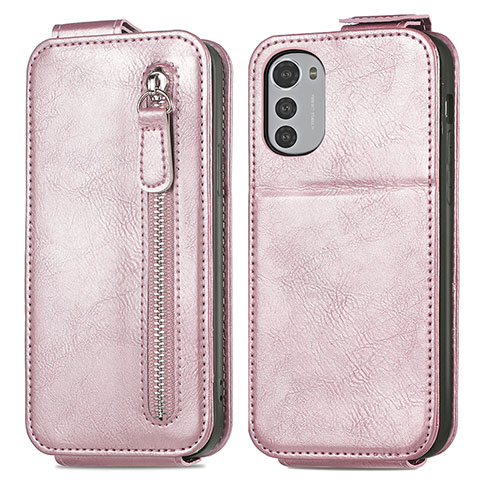 Handytasche Flip Schutzhülle Leder S01D für Motorola Moto E32 Rosegold